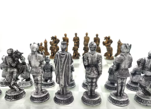 Set sah Mayer Chess MC-6061, sticlă și rășină, înălțime 8 cm