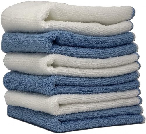 Sada 6 utěrek z mikrovlákna Jemidi, 35 x 35 cm, modrá / bílá, polyester, 55018.06