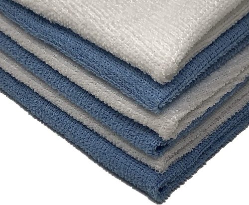 Sada 6 utěrek z mikrovlákna Jemidi, 35 x 35 cm, modrá / bílá, polyester, 55018.06