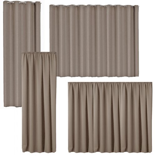 Jemidi neprůhledná záclona s kroužky, 140 x 245 cm, Hnědá, Polyester, 55275.24.01