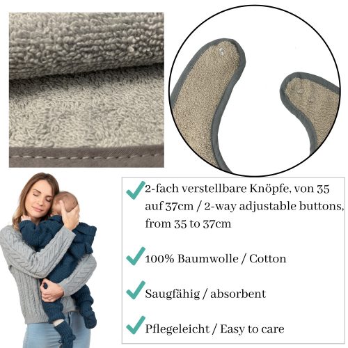 Sada 2 dětských bryndáků Jemidi, 49 x 30 cm, šedá, BIO bavlna, 54887.02.22