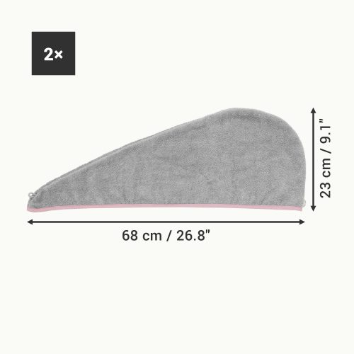 Sada 2 unisexových turbanů do vlasů Homelevel, univerzální, šedá, z organické bavlny, 54863.25.02
