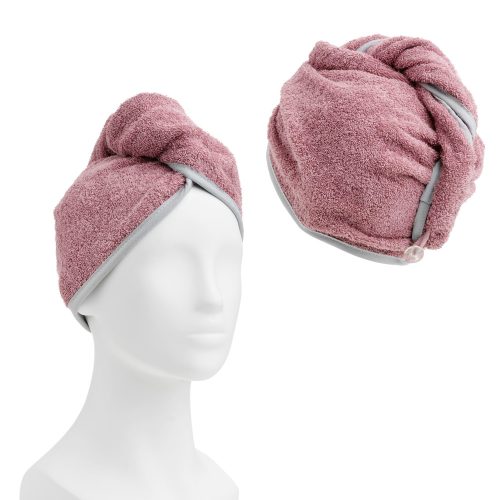 Sada 2 unisex turbanů do vlasů Homelevel, univerzální, růžová/šedá, organická bavlna, 54863.22.02