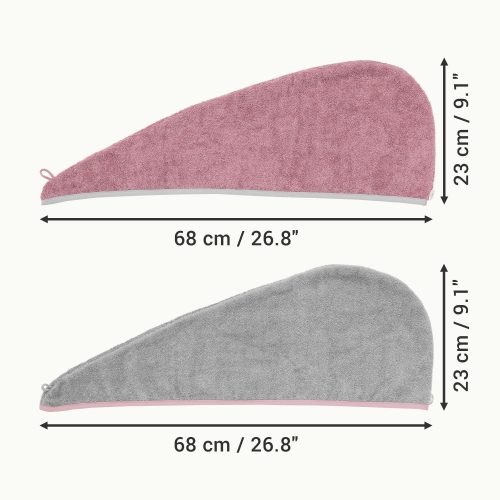 Sada 2 unisex turbanů do vlasů Homelevel, univerzální, růžová/šedá, organická bavlna, 54863.22.02