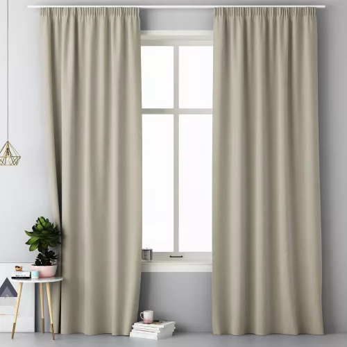 Sada 2 závěsů Lola s volánem Jemidi, 140 x 250 cm, béžová, polyester, 55308.11.02