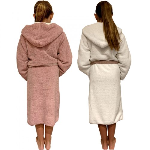 Oboustranný dětský župan Homelevel, 9-10 let, růžová / krémová, polyester, 55056.1.10