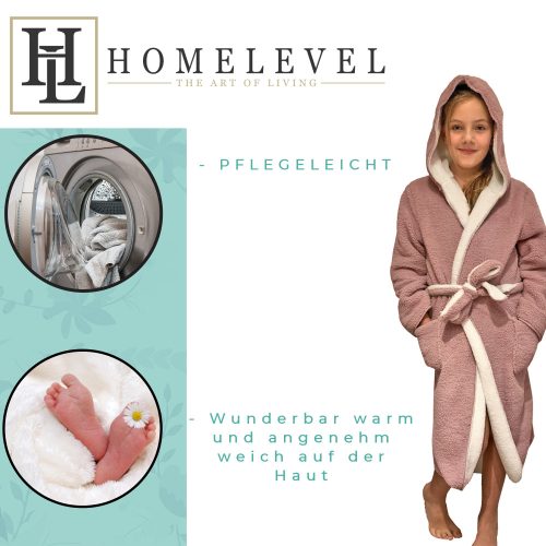 Oboustranný dětský župan Homelevel, 9-10 let, růžová / krémová, polyester, 55056.1.10