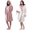 Oboustranný dámský župan Jemidi, S, Růžová / Bílá, Polyester, 55057.08.1