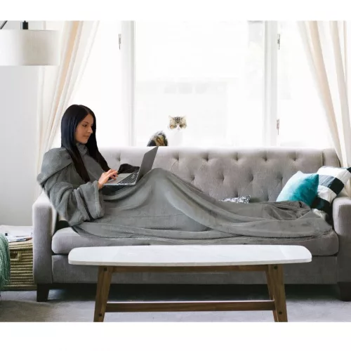 Homelevel TV deka s úchyty, 200 x 150 cm, Šedá, Polyester, 55432.25.03