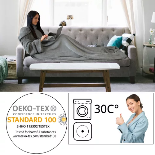 Homelevel TV deka s úchyty, 200 x 150 cm, Šedá, Polyester, 55432.25.03