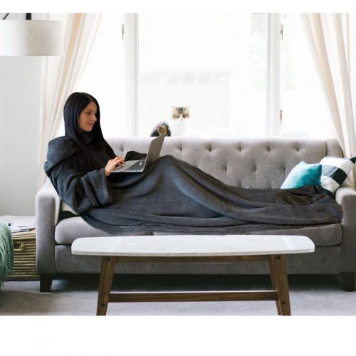 Homelevel TV deka s rukávy, 200 x 150 cm, šedá, polyester, 55432.19.02