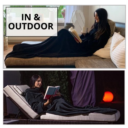 Homelevel TV deka s rukávy, 200 x 150 cm, šedá, polyester, 55432.19.02