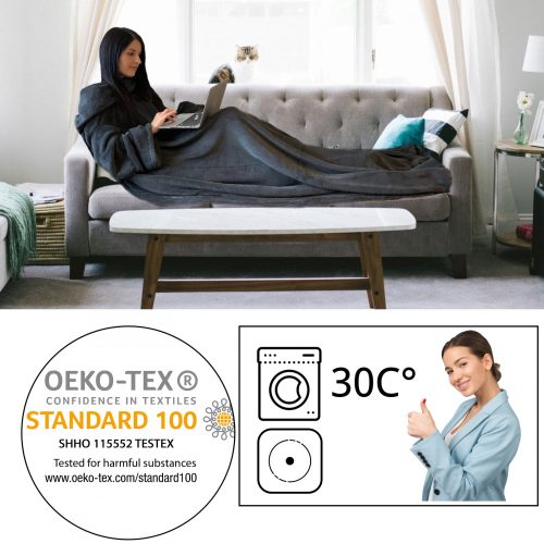 Homelevel TV deka s rukávy, 200 x 150 cm, šedá, polyester, 55432.19.02