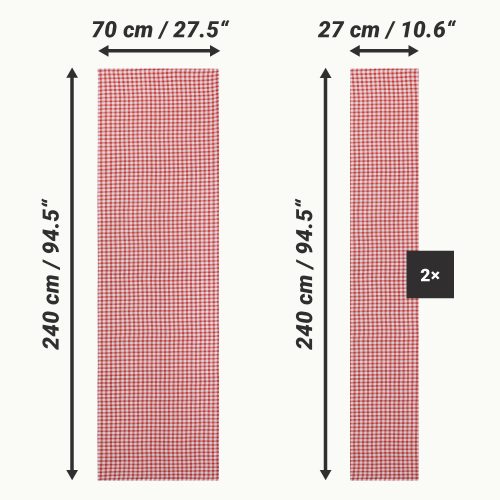 Souprava Jemidi ubrus a 2 potahy na lavice, 70 x 240 cm, červená, polyester / bavlna, 55321.09.02