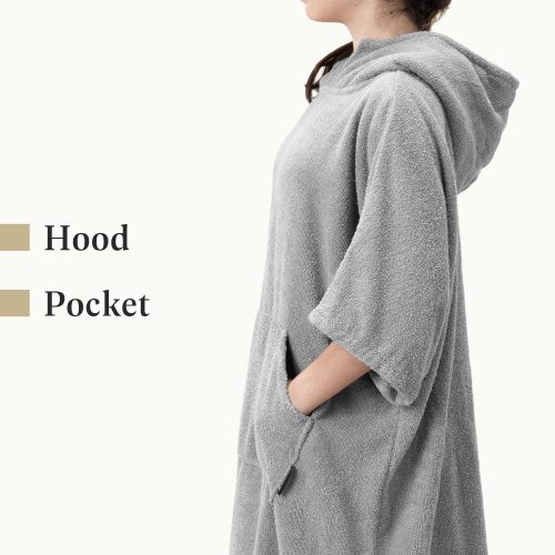 Dětské koupací pončo Homelevel, 10-13 let, Šedá, Organická bavlna, 54880.25.43