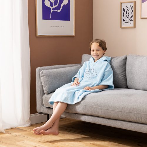 Dětské koupací pončo Homelevel, 6-9 let, Modrá, Organická bavlna, 54976.42