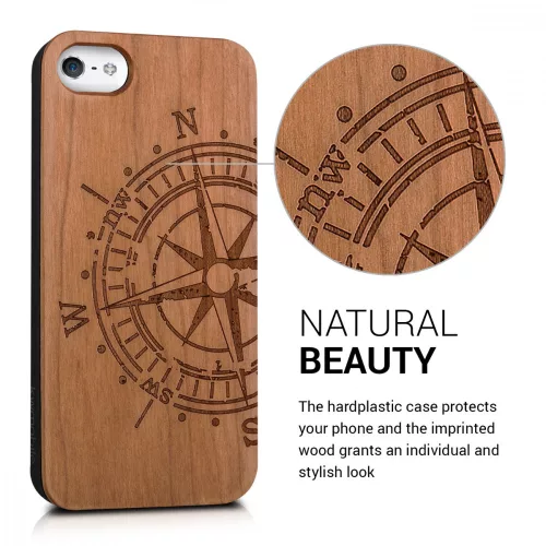 Pouzdro pro Apple iPhone 5 / iPhone 5s / iPhone SE, dřevo, hnědé, 38451.24