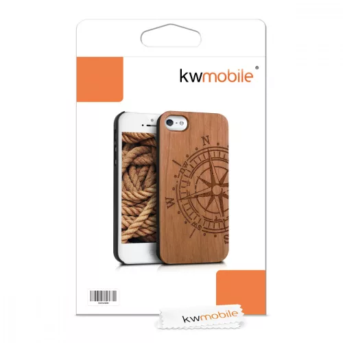 Pouzdro pro Apple iPhone 5 / iPhone 5s / iPhone SE, dřevo, hnědé, 38451.24