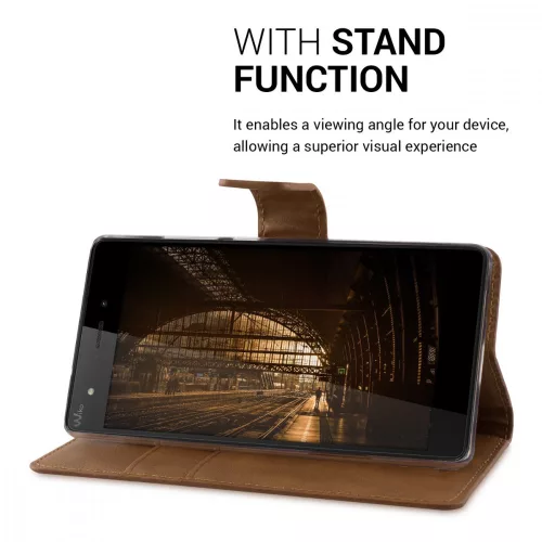 Pouzdro na Wiko Pulp, Ekologická kůže, Hnědá, 36145.83