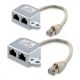 Sada 2 rozbočovačů síťového kabelu RJ45 T na 2 porty Cat5e RJ45 LAN/ISDN, Kwmobile, stříbrná, kov, 40678