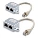 Sada 2 zásuvkových rozbočovačů síťového kabelu RJ45 na 2 zásuvkové porty Cat5/Cat6, Kwmobile, stříbrná, kov, 40677