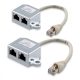 Sada 2 rozbočovačů síťového kabelu T RJ45 na 2 porty RJ45 LAN, Kwmobile, stříbrná, kov, 40679