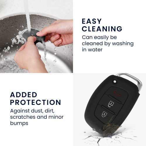 Kryt na klíče od auta pro Hyundai / Kia - 3 tlačítka - Keyless Go, silikonový, černý, 41620.01