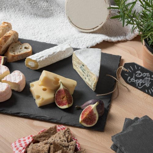 Set platouri ardezie Navaris, 4 placemats 32x23 cm + 4 coasters 10x10 cm, negru, ardezie/EVA