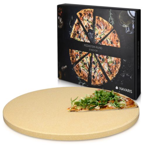 Piatra de pizza rotunda Navaris, 30,5 cm, din cordierite, rezistenta pana la 800°C, 42560