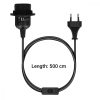 5m adaptérový kabel se zásuvkou E27 a vypínačem, Kwmobile, černý, PVC, 42683