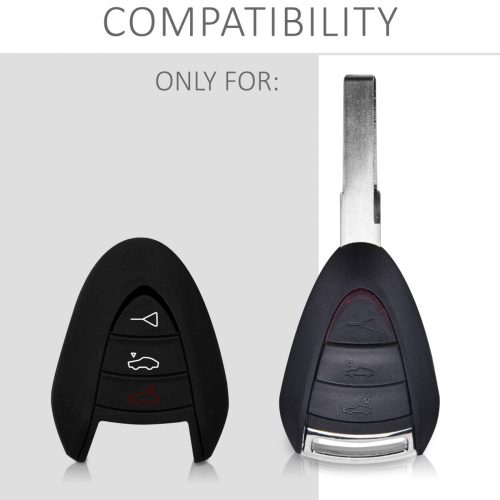 Pouzdro na klíče od auta pro Porsche – 3 tlačítka, silikonové, černé, 42983.01