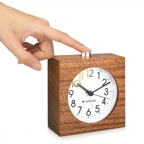 Snooze Retro analogový dřevěný budík, 43906