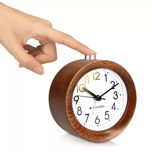 Snooze Retro analogový dřevěný budík, 43907