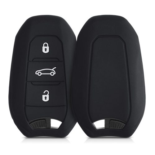 Pouzdro na klíče od auta pro Peugeot / Citroen - 3 tlačítka - Keyless Go, silikonové, černé, 44154.01