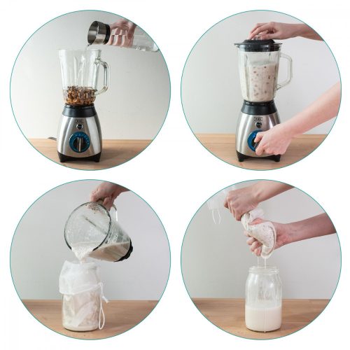 Sáček na bio mandlové mléko Navaris, opakovaně použitelný, 20 x 30 cm, 44348.01