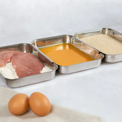 Set 3 Tavi Navaris, 22x15x3 cm, din inox, pentru inmuiere si panare, 44715.01