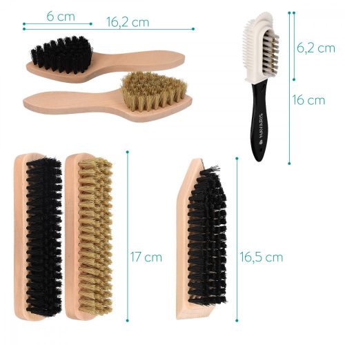 Sada 6 ks kartáčů na boty Navaris, hnědá, 45119.01