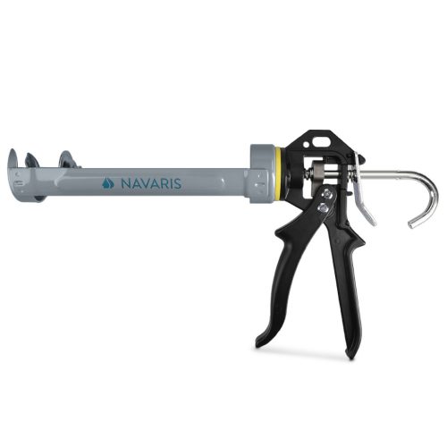 Pistol silicon Navaris, 310 ml, 23 cm, corp metalic, pentru sigilare, negru, silicon/metal