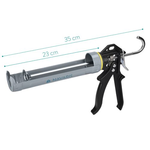 Pistol silicon Navaris, 310 ml, 23 cm, corp metalic, pentru sigilare, negru, silicon/metal
