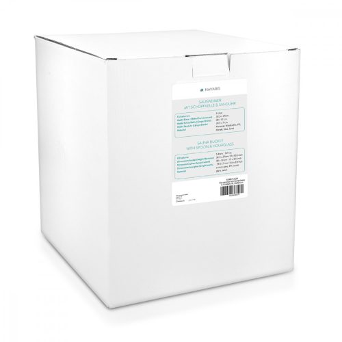 Sada pro suchou saunu z borovicového dřeva Navaris, vědro 5 l, přesýpací hodiny, lžíce, 45467.2.24