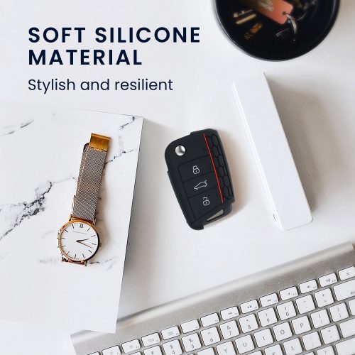 Krytka na klíče od auta pro VW - 3 tlačítka, silikonová, černá, 42888.09