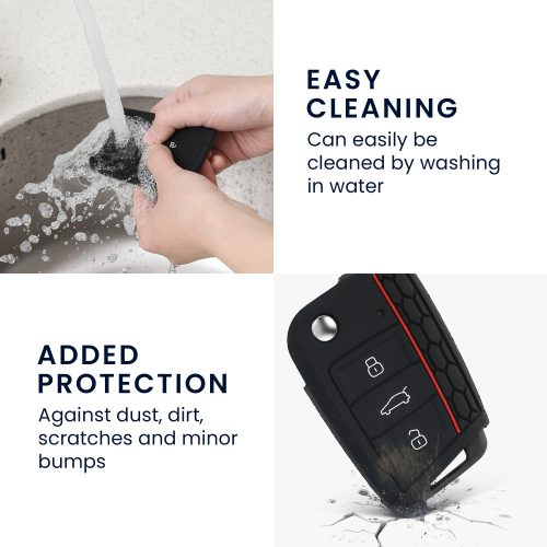 Krytka na klíče od auta pro VW - 3 tlačítka, silikonová, černá, 42888.09