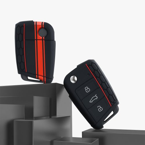 Krytka na klíče od auta pro VW - 3 tlačítka, silikonová, černá, 42888.09