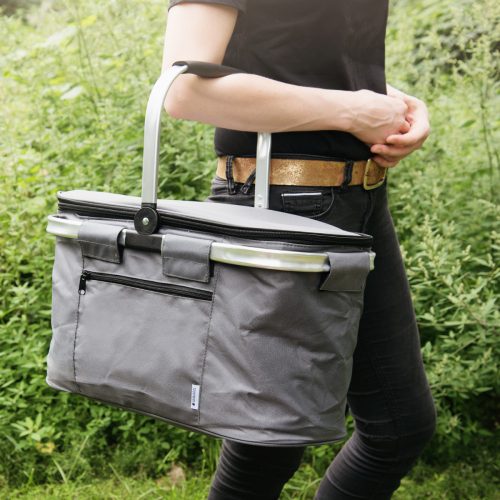 Skládací pikniková taška s uchem Navaris, 27 l, izolovaná, černá, 45859.22