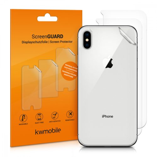 Sada 3 ochranných fólií pro Apple iPhone XS Max, kwmobile, zadní, průhledná, 45920.5