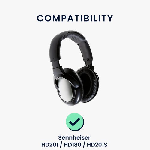 Sada 2 náušníků pro sluchátka Sennheiser HD201/HD206/HD200 Pro, Kwmobile, Černá, Ekologická kůže, 45943.01