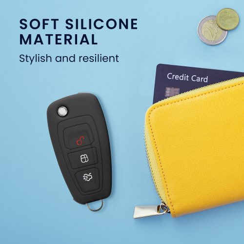 Kryt na klíče od auta pro Ford – 3 tlačítka, silikonový, černý, 46012.01