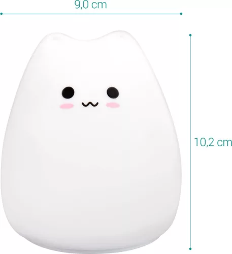 Silikonové LED noční světlo - XS Cat, Navaris, bílá, 46060.01