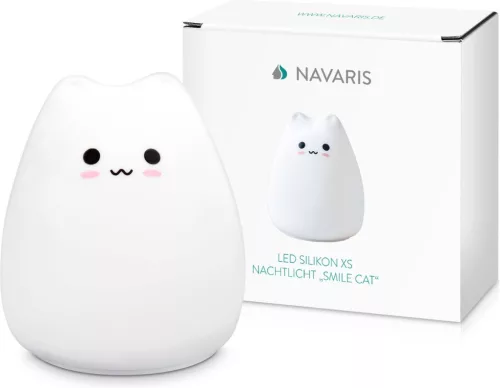 Silikonové LED noční světlo - XS Cat, Navaris, bílá, 46060.01