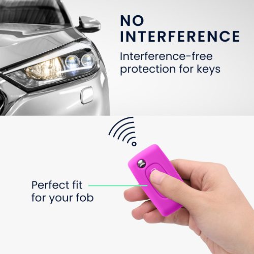 Krytka na klíče od auta pro Peugeot / Citroen - 2 tlačítka, silikonová, růžová, 43668.08